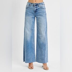 RISEN Full Size Tummy Control High Rise Ankle Palazzo Jeans Plus Size